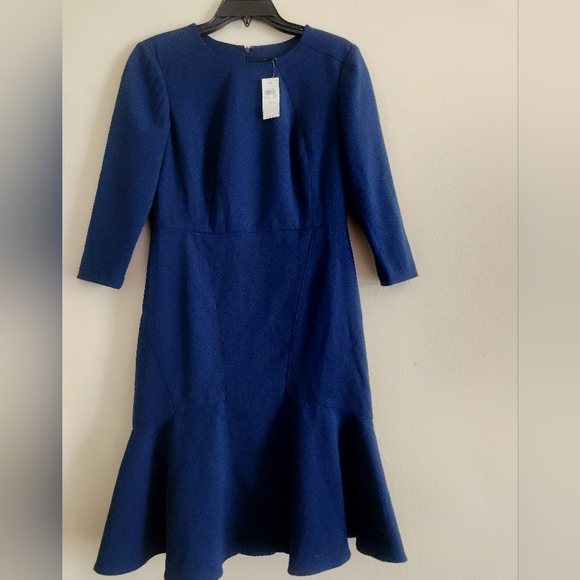 Ann Taylor Dresses & Skirts - Ann Taylor Sheath Dress Flounced Hem 3/4 Sleeves Royal Blue Sz 2 NWT